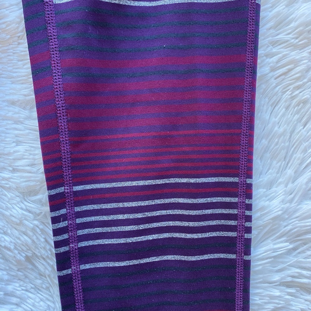 ATHLETA Colorblock Purple Striped Chaturanga Leggings 349333 Extra Small XS - Picture 7 of 11